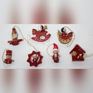 Wooden Loy Of 7 Snowman Horse Angel